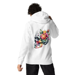 Art Line- Schädel mit Blume-Kapuzenpullover