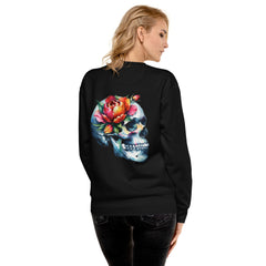 Art Line- Schädel mit Blume-Premium-Pullover