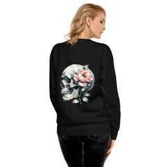 Art Line- Schädel mit Blume-Premium-Pullover