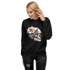 Art Line- Schädel mit Blume-Premium-Pullover