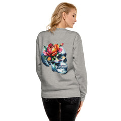 Art Line- Schädel mit Blume-Premium-Pullover