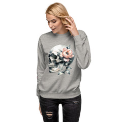 Art Line- Schädel mit Blume-Premium-Pullover