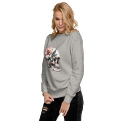 Art Line- Schädel mit Blume-Premium-Pullover