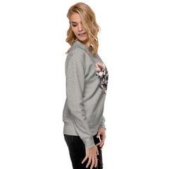 Art Line- Schädel mit Blume-Premium-Pullover