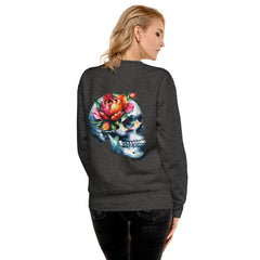 Art Line- Schädel mit Blume-Premium-Pullover