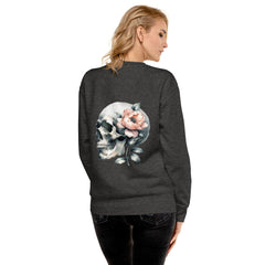 Art Line- Schädel mit Blume-Premium-Pullover