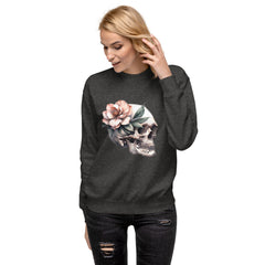 Art Line- Schädel mit Blume-Premium-Pullover