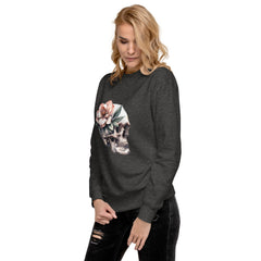 Art Line- Schädel mit Blume-Premium-Pullover