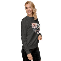 Art Line- Schädel mit Blume-Premium-Pullover