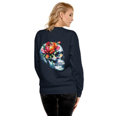 Art Line- Schädel mit Blume-Premium-Pullover