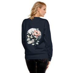 Art Line- Schädel mit Blume-Premium-Pullover