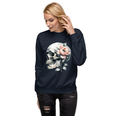 Art Line- Schädel mit Blume-Premium-Pullover