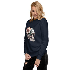 Art Line- Schädel mit Blume-Premium-Pullover