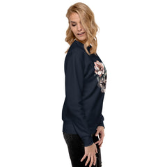 Art Line- Schädel mit Blume-Premium-Pullover