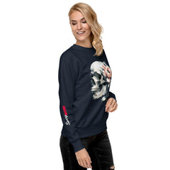 Art Line- Schädel mit Blume-Premium-Pullover