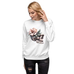 Art Line- Schädel mit Blume-Premium-Pullover