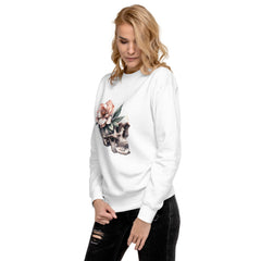 Art Line- Schädel mit Blume-Premium-Pullover