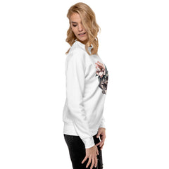 Art Line- Schädel mit Blume-Premium-Pullover