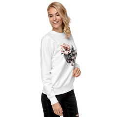 Art Line- Schädel mit Blume-Premium-Pullover