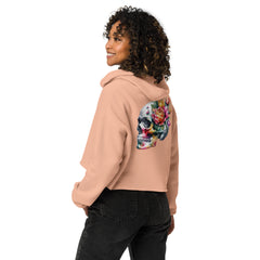 Art Line- Schädel mit Blume - Crop-Hoodie