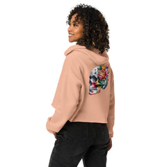 Art Line- Schädel mit Blumen-Crop-Hoodie