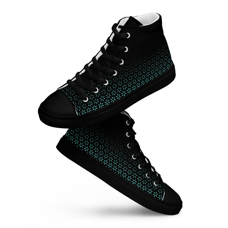 Geometric Line- Grüne High-Top Leinenschuhe für Damen