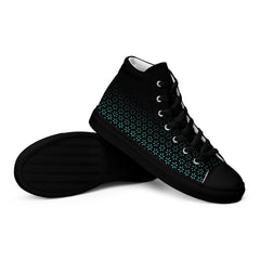 Geometric Line- Grüne High-Top Leinenschuhe für Damen