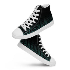 Geometric Line- Grüne High-Top Leinenschuhe für Damen