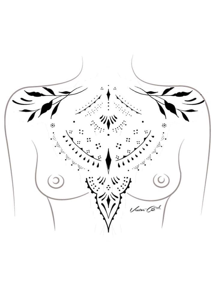Chest Tattoos (mehrere)- Talisman auf der Haut
